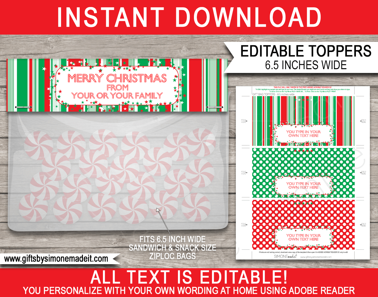 Christmas Bag Toppers (Patterns) - 6.5 Inch Wide pertaining to Free Printable Christmas Bag Toppers Templates