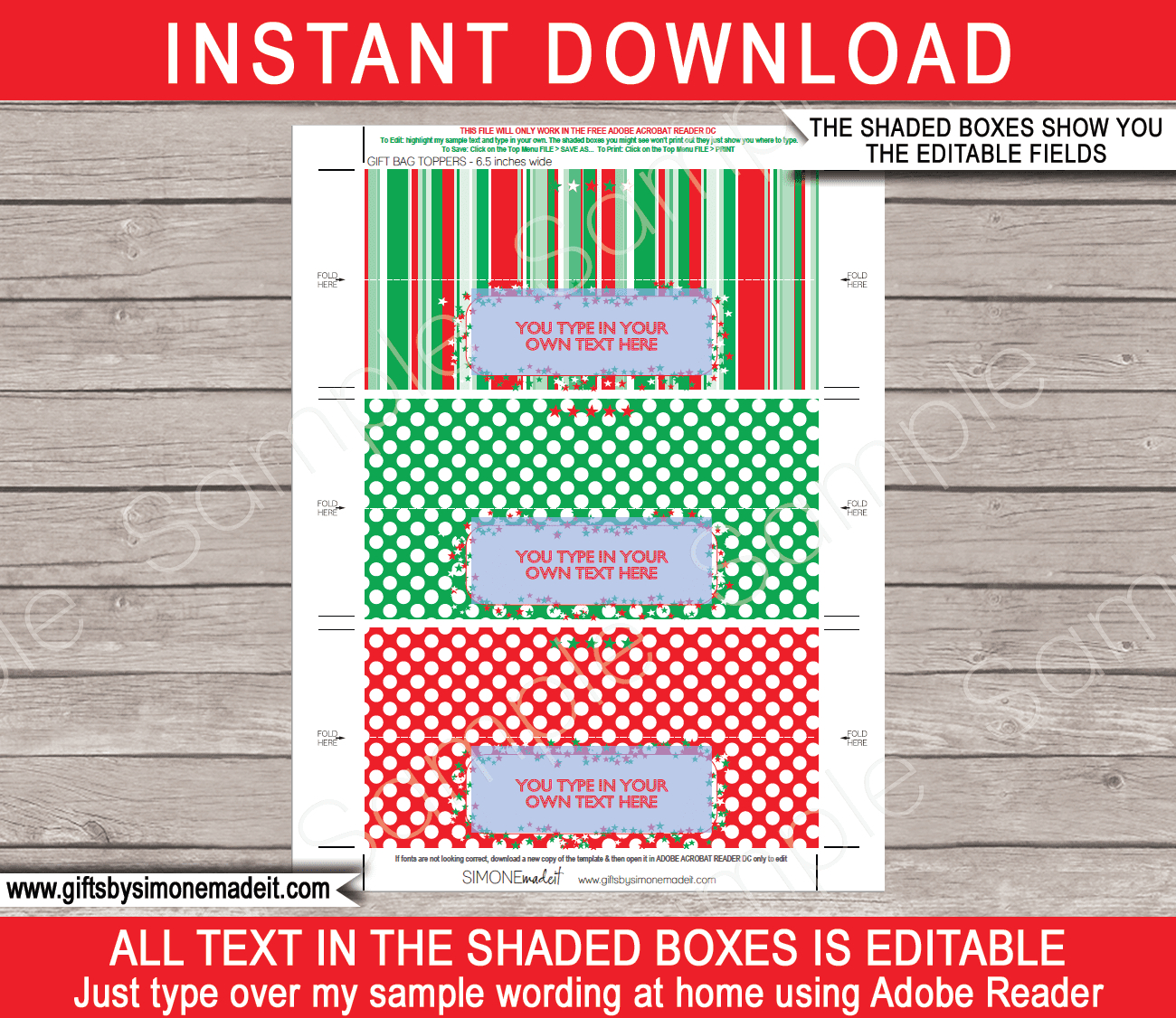 Christmas Bag Toppers (Patterns) - 6.5 Inch Wide throughout Free Printable Christmas Bag Toppers