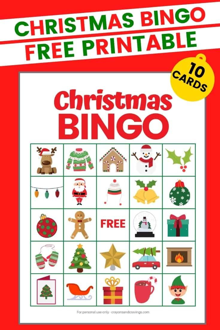 Christmas Bingo - Free Printable Christmas Game With 10 Cards! for Christmas Bingo Game Printable Free