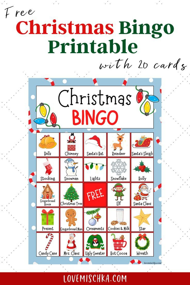Christmas Bingo Printable Free 20 Cards with 20 Free Printable Christmas Bingo Cards