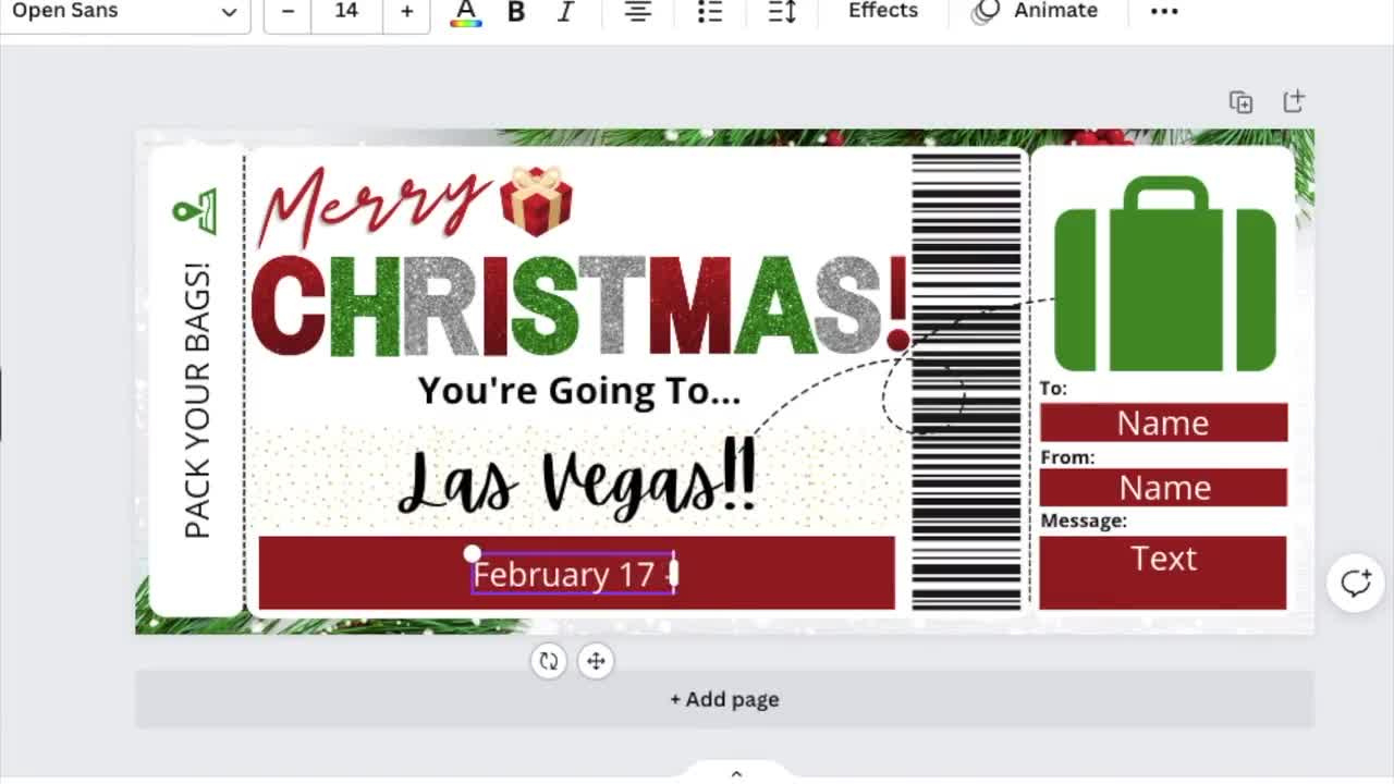 Christmas Boarding Pass. Boarding Pass Template. Surprise Trip. Surprise  Vacation Printable. Christmas Vacation. Editable Boarding Ticket. pertaining to Free Printable Las Vegas Coupons 2014
