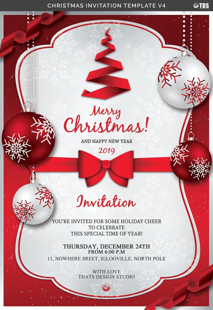 Christmas Invitation Template V4 intended for Free Printable Personalized Christmas Invitations