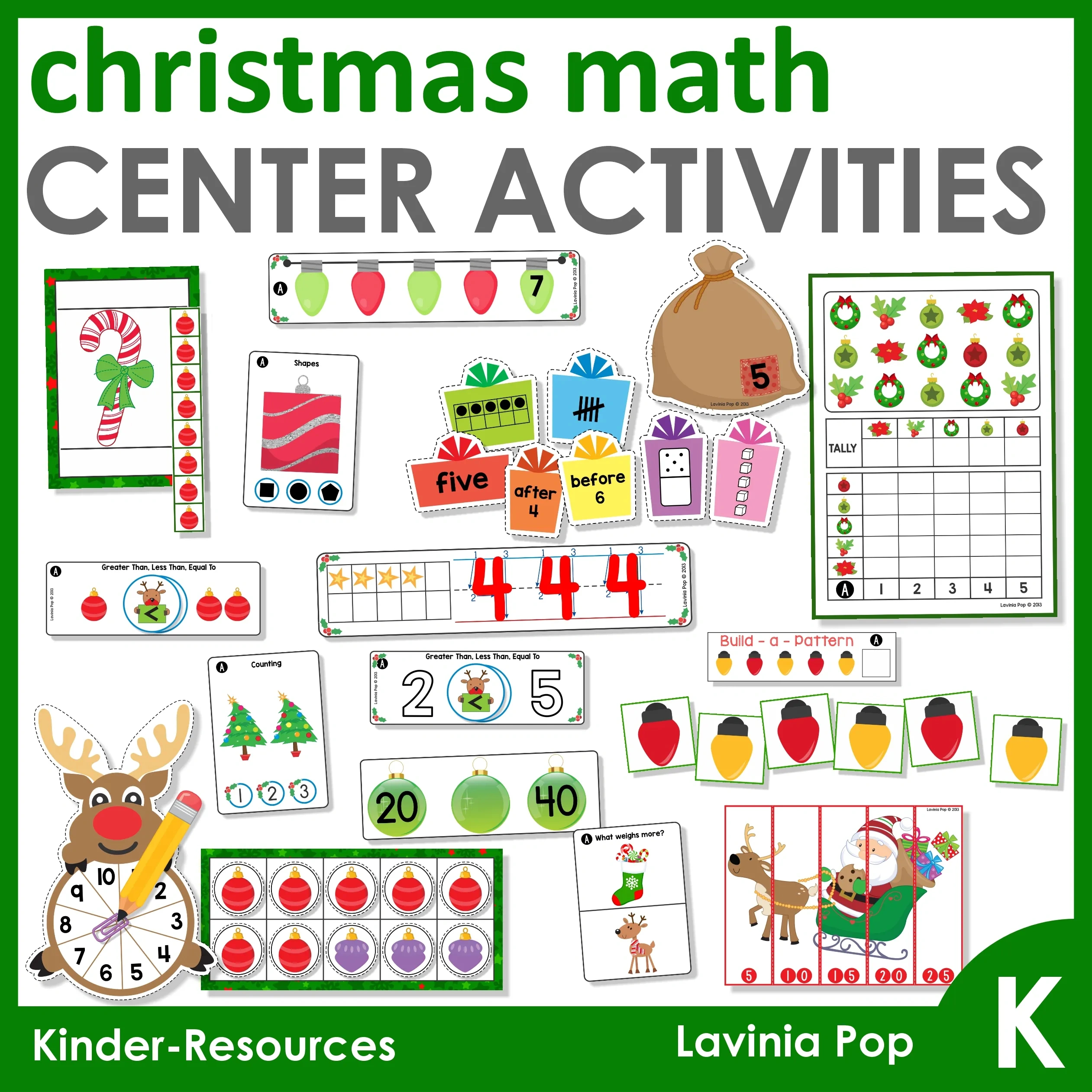 Christmas Math Centers For Kindergarten - In My World in Free Printable Math Centers