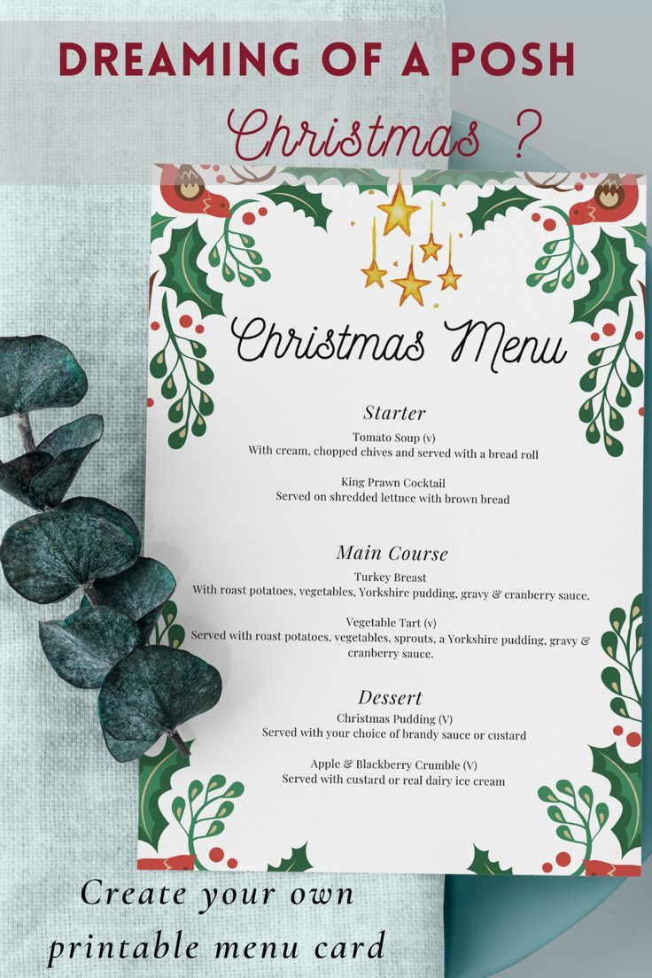 Christmas Menu Template A4 | Christmas Menu Printable | Christmas for Christmas Menu Printable Template Free