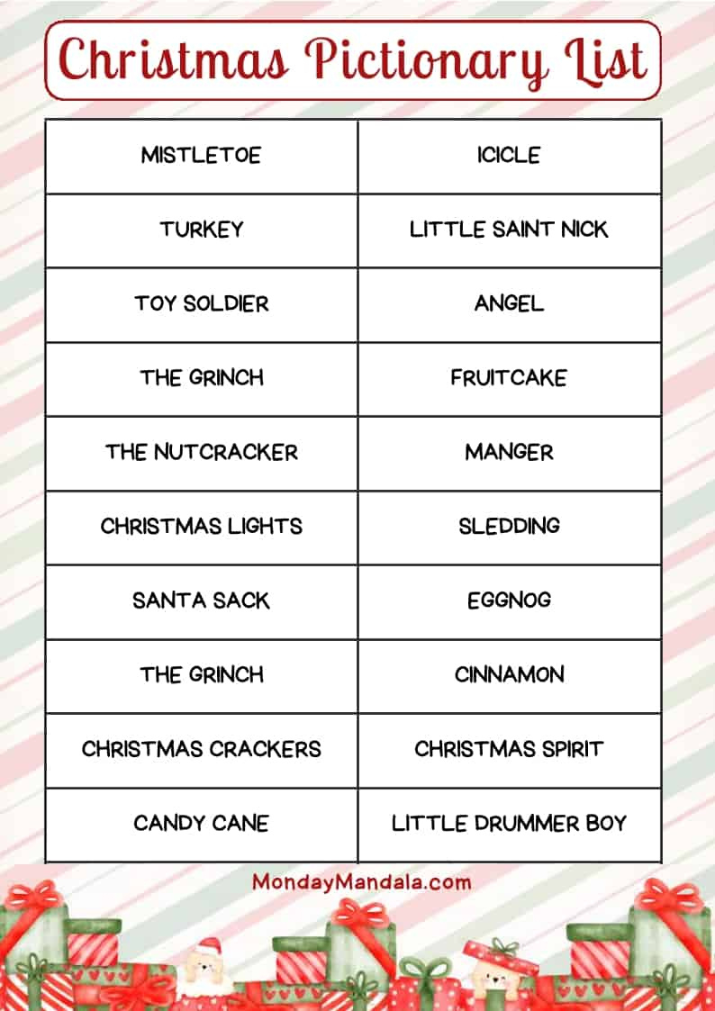 Christmas Pictionary Cards Pdf - Worksheets Library with regard to Free Printable Christmas Pictionary Words