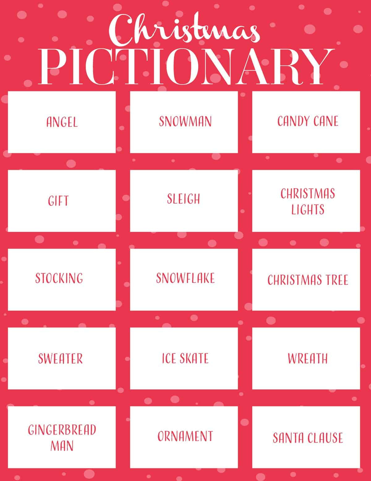 Christmas Pictionary | Skip To My Lou in Free Printable Christmas Pictionary Words