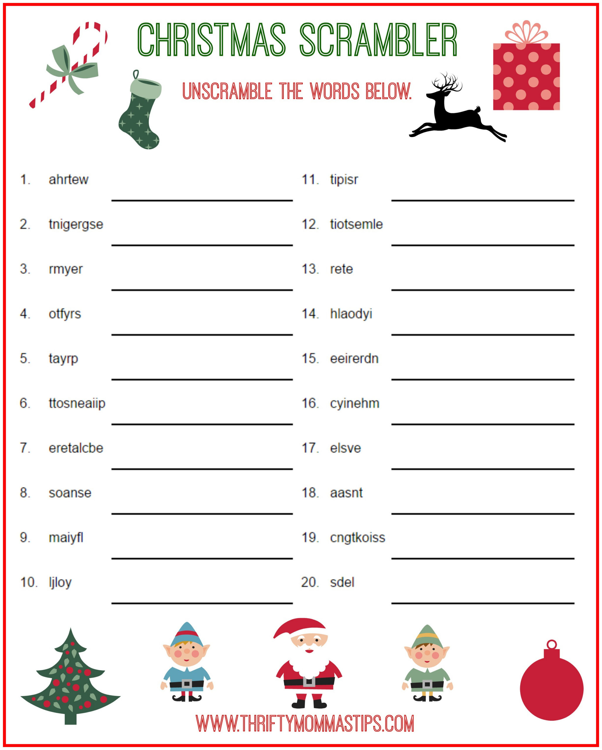 Christmas Scrambler Free Word Game Puzzle - Thrifty Mommas Tips within Free Printable Christmas Picture Puzzles