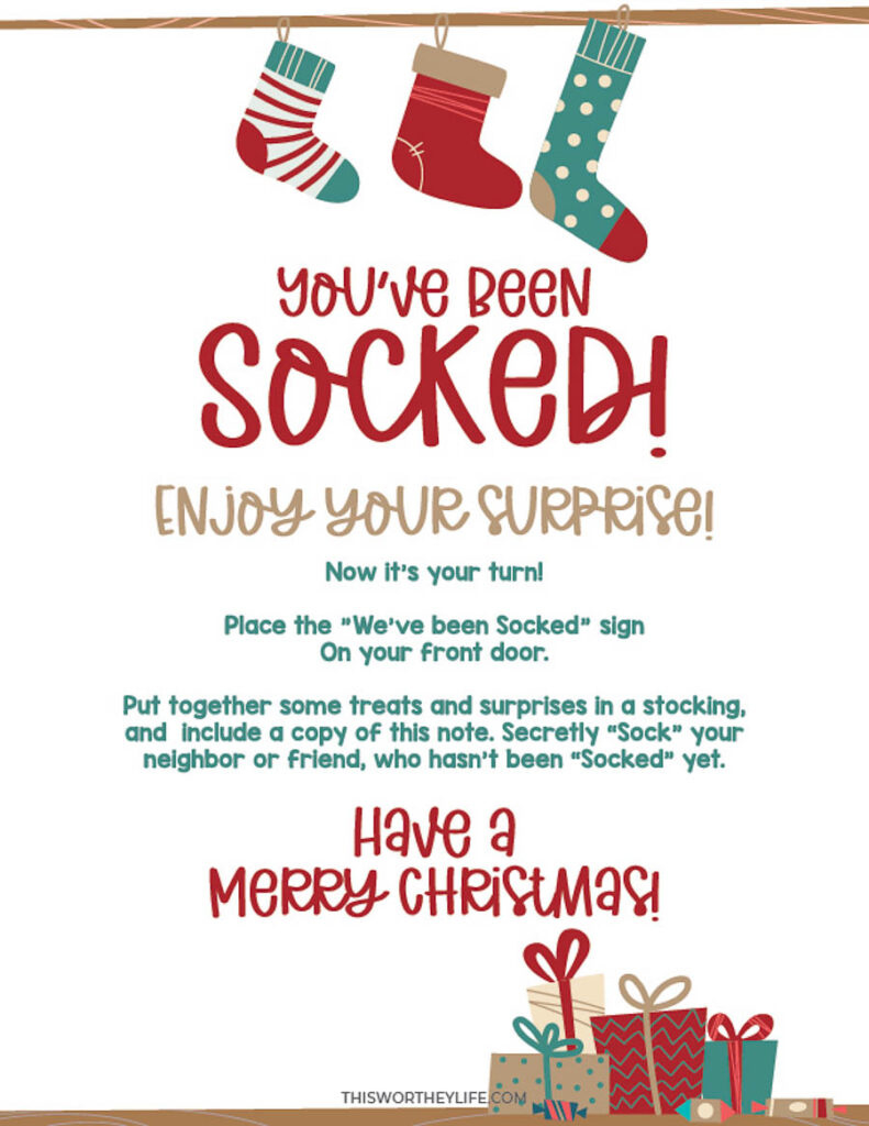 Christmas Sock Exchange | Christmas You&amp;#039;Ve Been Socked with You Ve Been Socked Free Printable