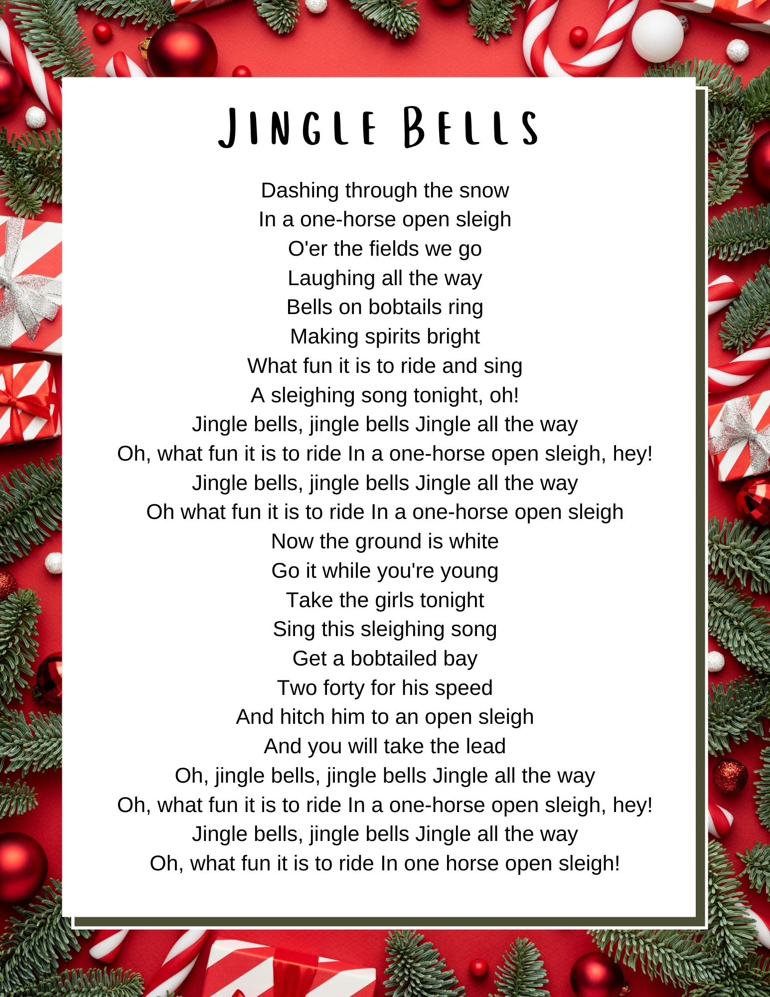 Christmas Songs Lyrics - Lyrics To Popular Christmas Carols regarding Free Printable Lyrics To Christmas Carols