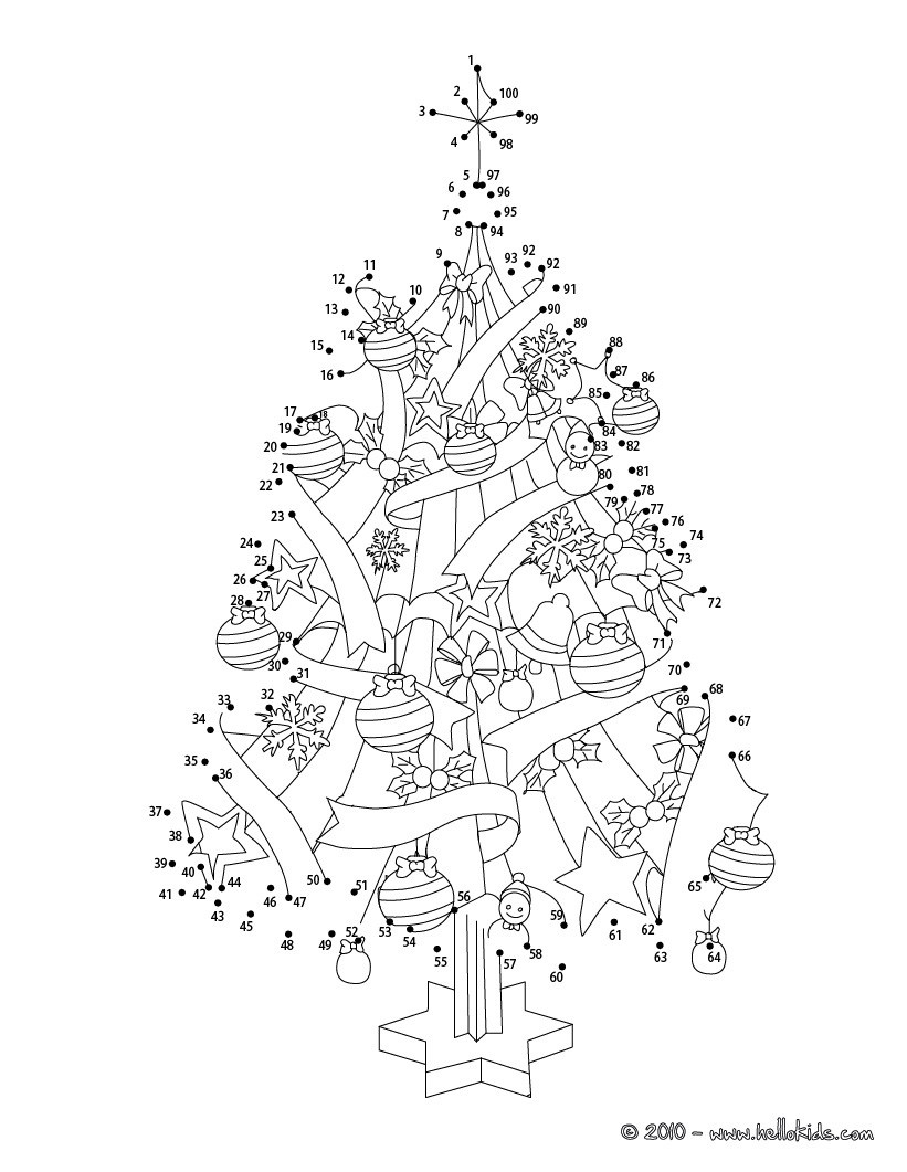 Christmas Tree Coloring Pages - Hellokids - Worksheets Library with Free Printable Connect The Dots Christmas Worksheets