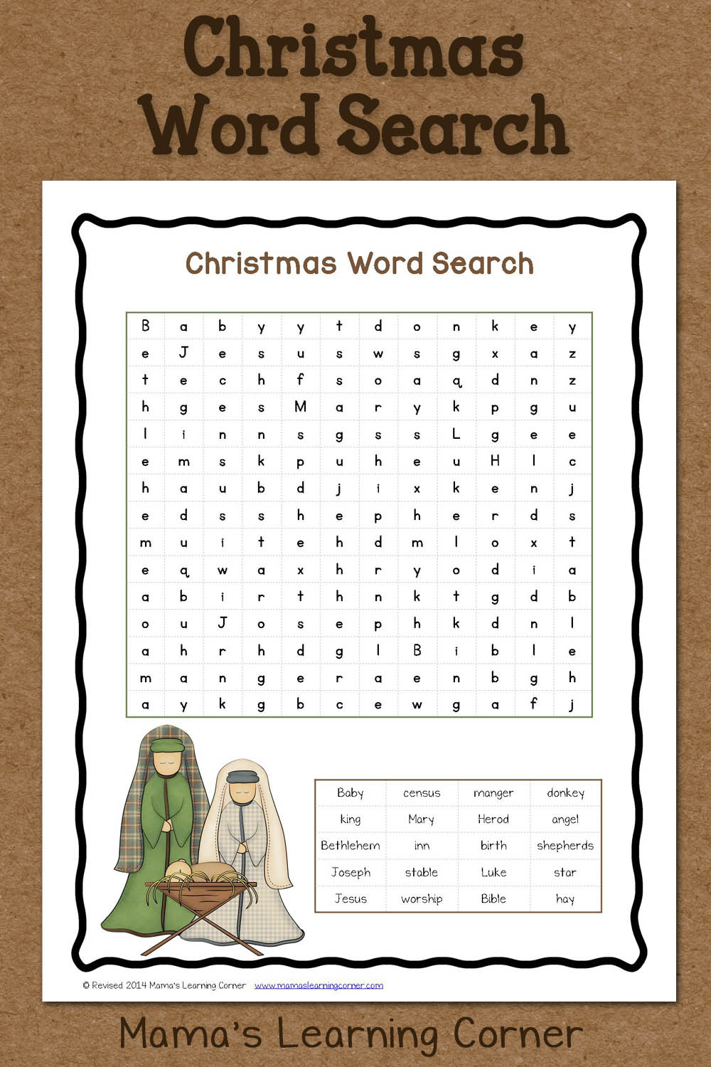 Christmas Word Search: Free Printable - Mamas Learning Corner within Free Printable Christmas Worksheets For Third Grade