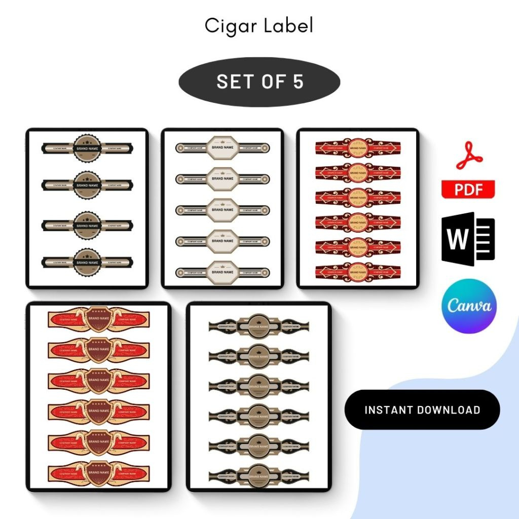 Cigar Label Template Printable Pdf, Word [Editable] pertaining to Free Printable Cigar Label Template