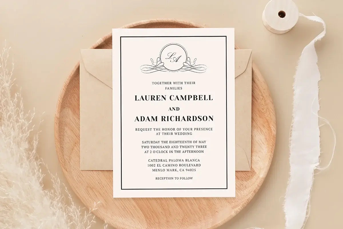Classic Ornate Monogram Wedding Invitation - Download Free! throughout Free Printable Monogram Wedding Invitation Templates
