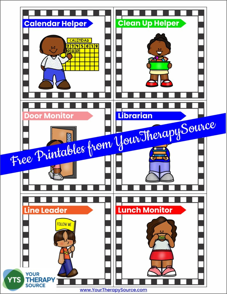 Classroom Job Ideas - Your Therapy Source throughout Preschool Classroom Helper Labels Free Printable