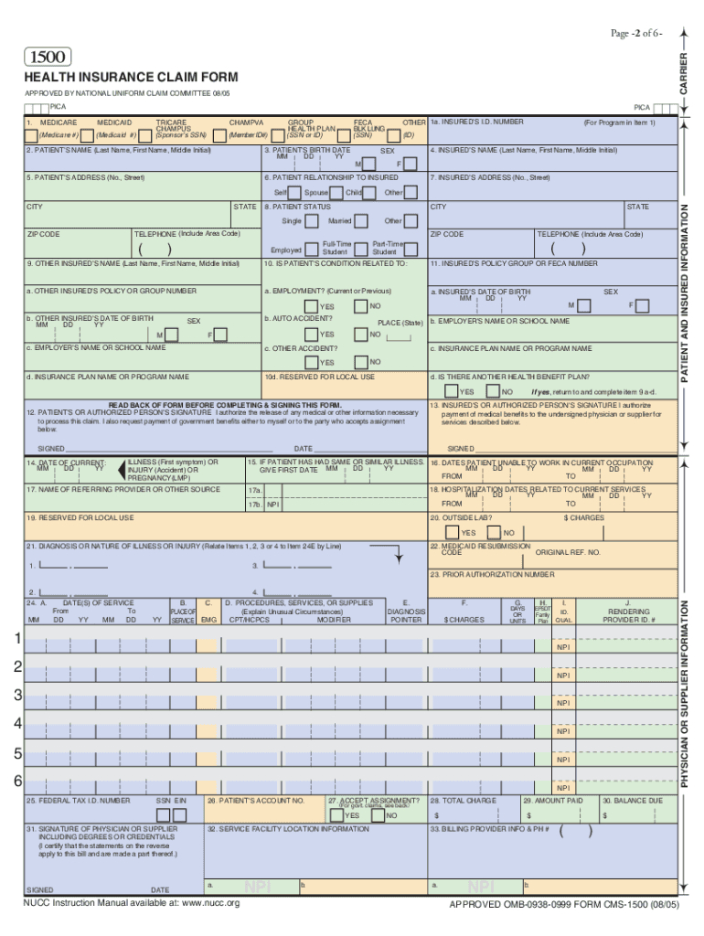 Cms 1500 Fillable Form Free: Fill Out & Sign Online | Dochub with regard to Free Printable Cms 1500 Form 02 12