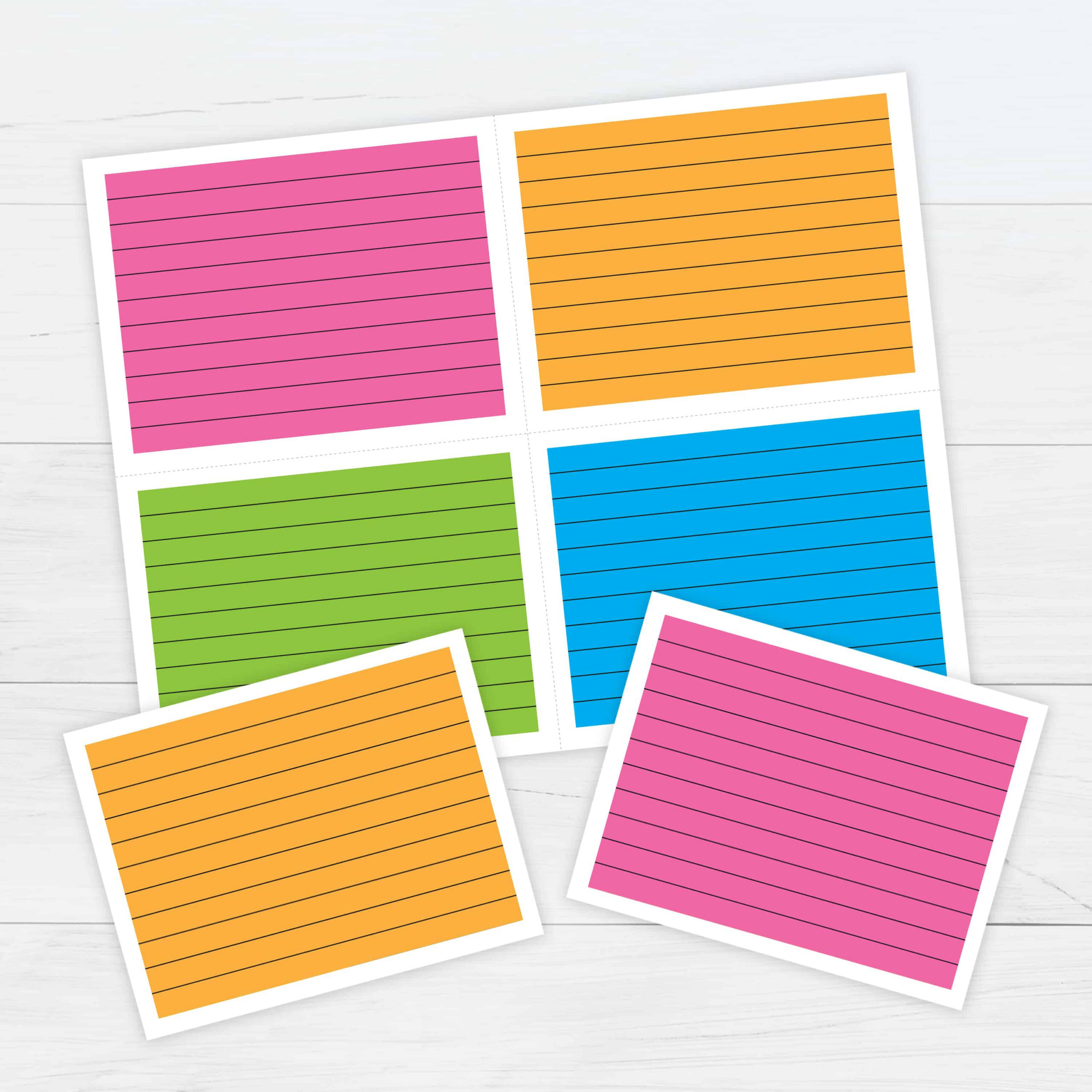 Color Ruled Index Cards Template - Free Printable Download in Free Printable Index Cards