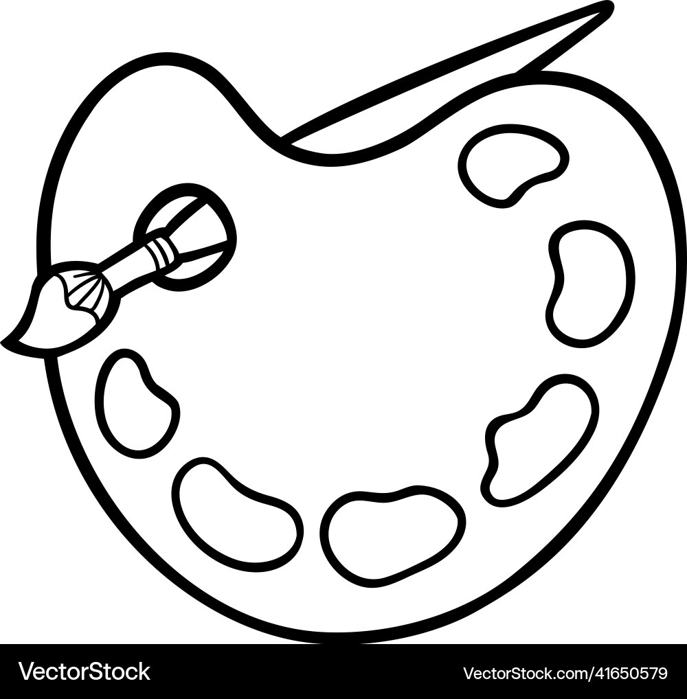Coloring Book Art Palette With Paint Brush Vector Image within Free Printable Paint Palette