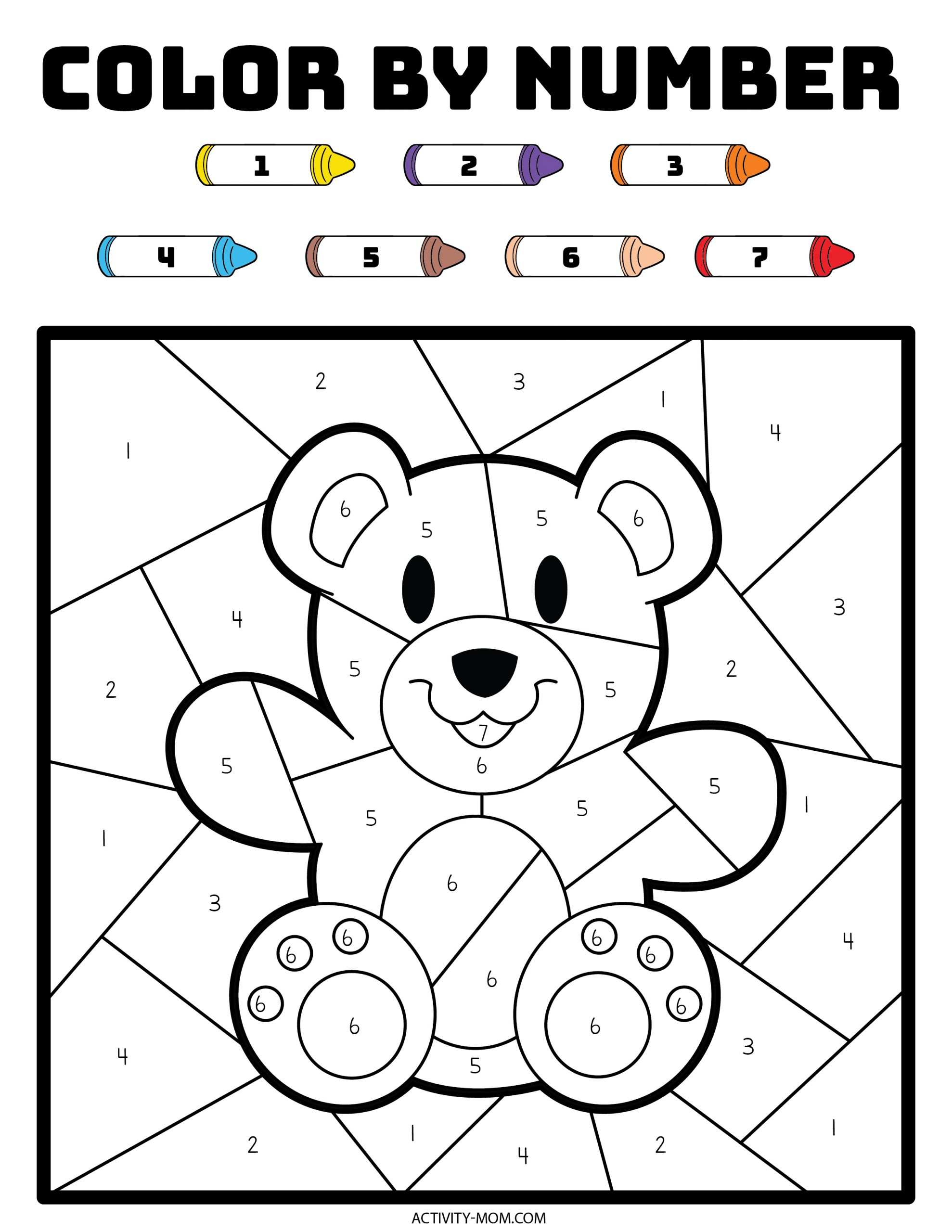Colornumber Valentine Pages (Free Printable) - The Activity Mom with Color By Number Free Printables
