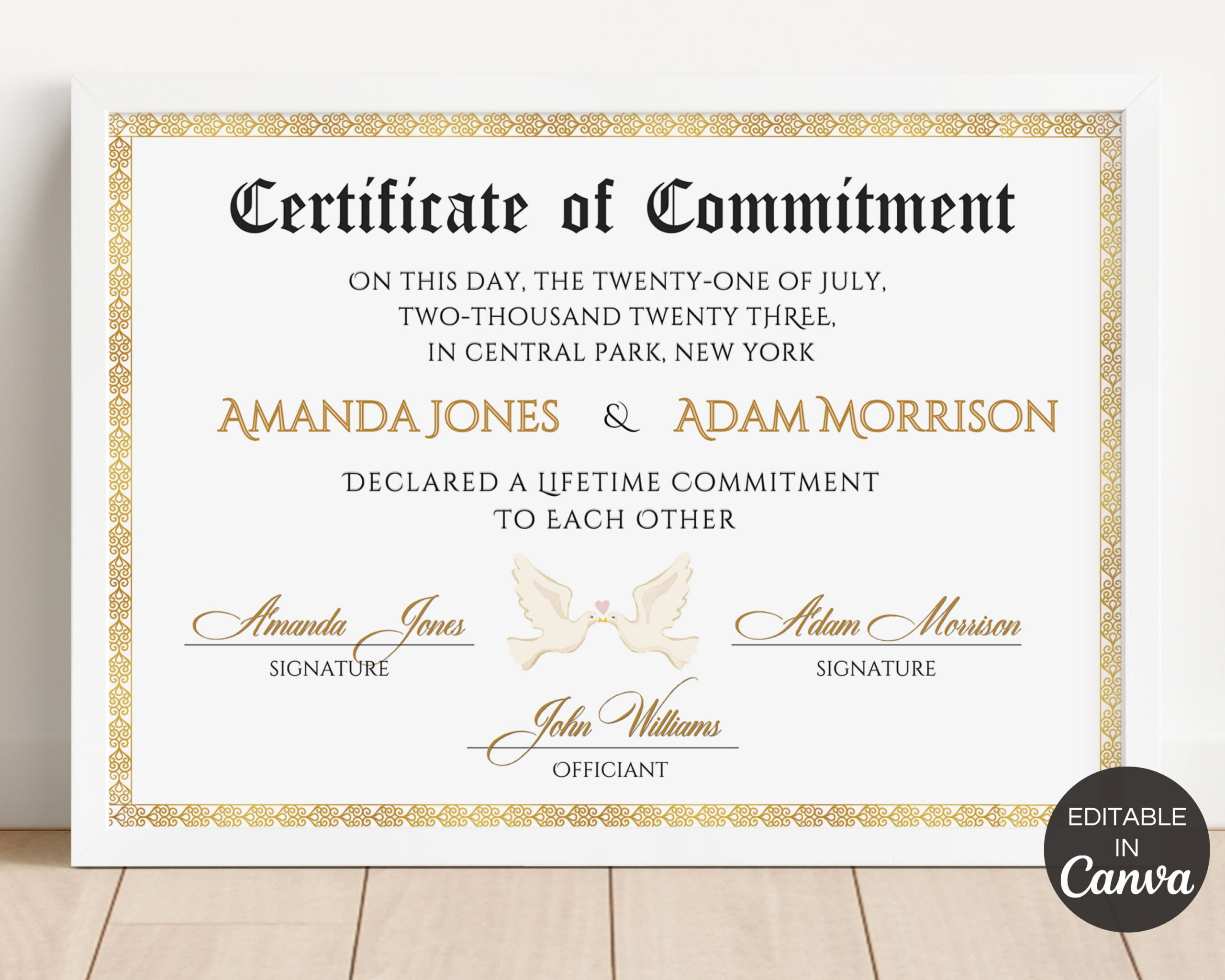 Commitment Certificate Template, Printable Certificate Of inside Commitment Certificate Free Printable
