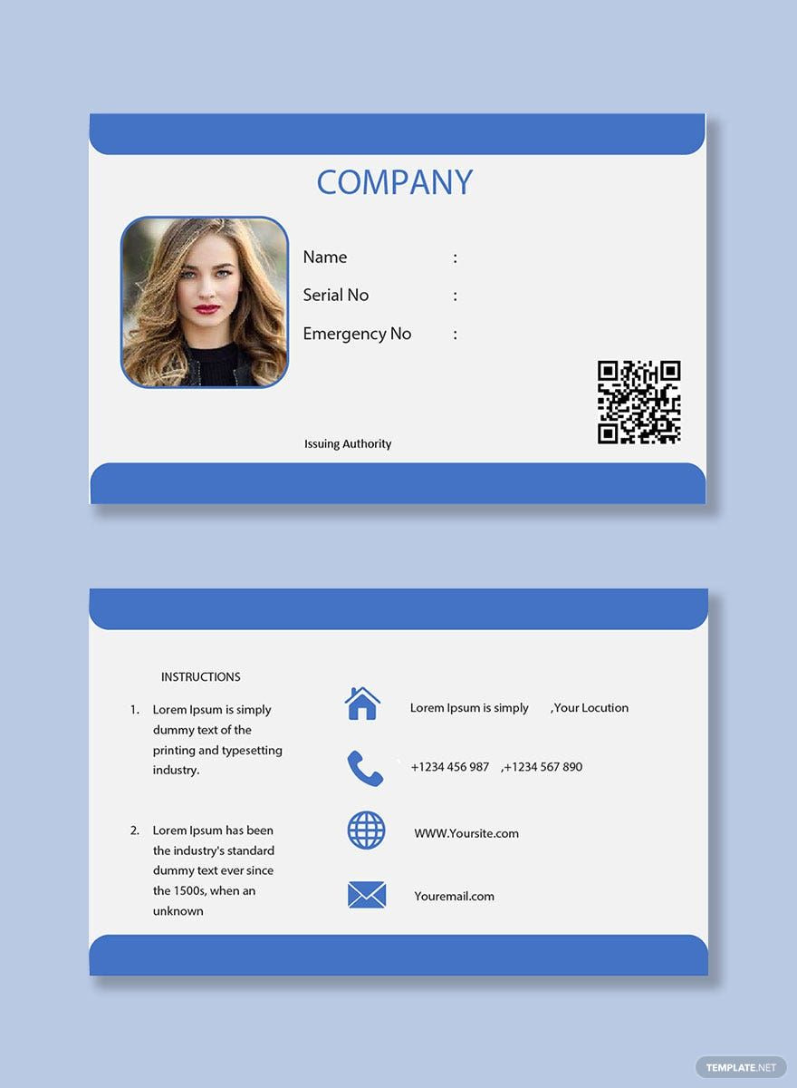 Company Blank Id Card Template In Pages, Word, Publisher, Pdf pertaining to Free Printable Id Cards Templates