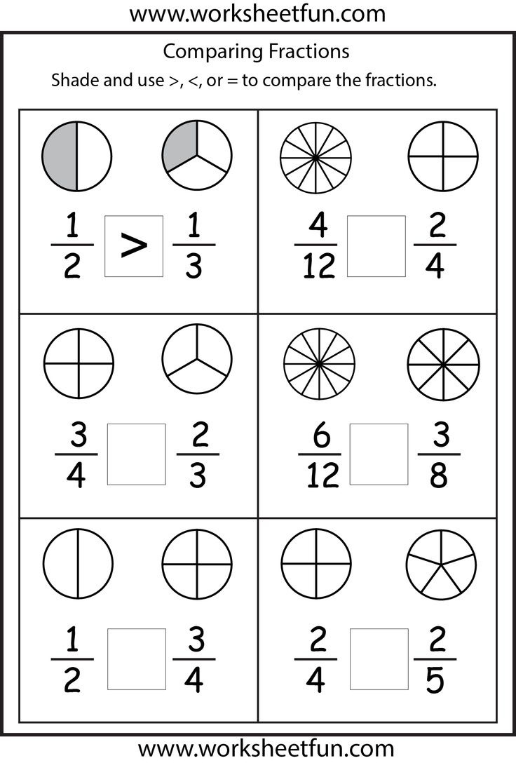 Comparing Fractions – 4 Worksheets / Free Printable Worksheets throughout Free Printable Fraction Worksheets Ks2