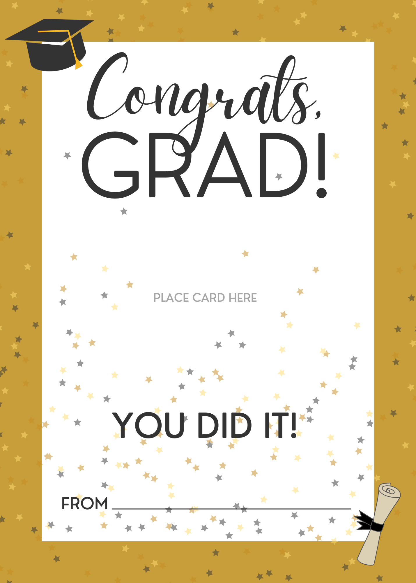 Congrats, Grad! Free Printable Graduation Cards Template within Free Printable Graduation Cards To Print