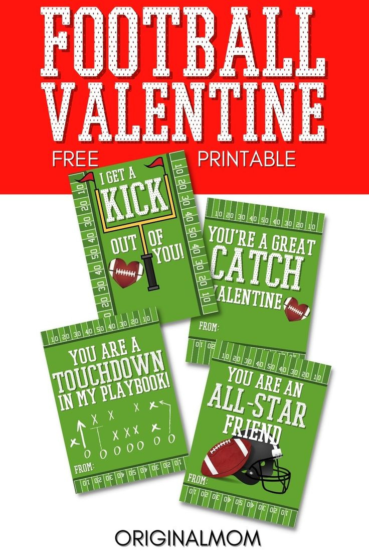 Cool Football Valentine Card Free Printables - Originalmom for Free Printable Football Valentines Day Cards