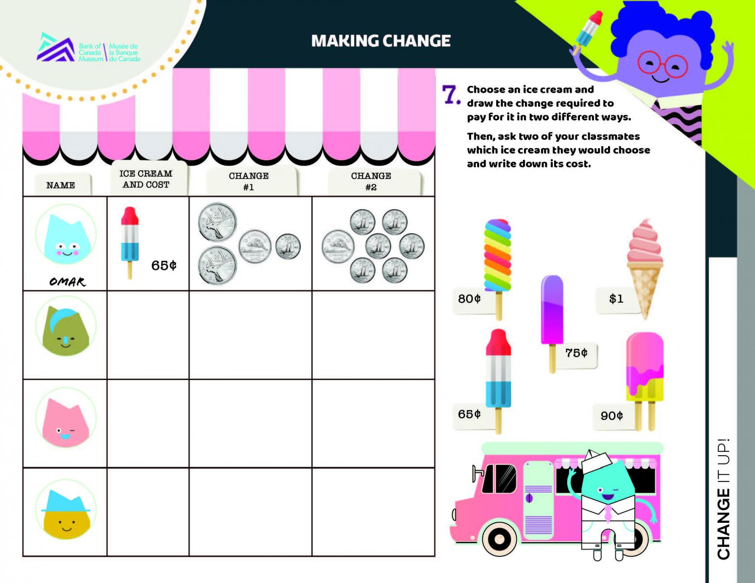 Counting Money And Making Change - Bank Of Canada Museum with regard to Free Printable Making Change Worksheets