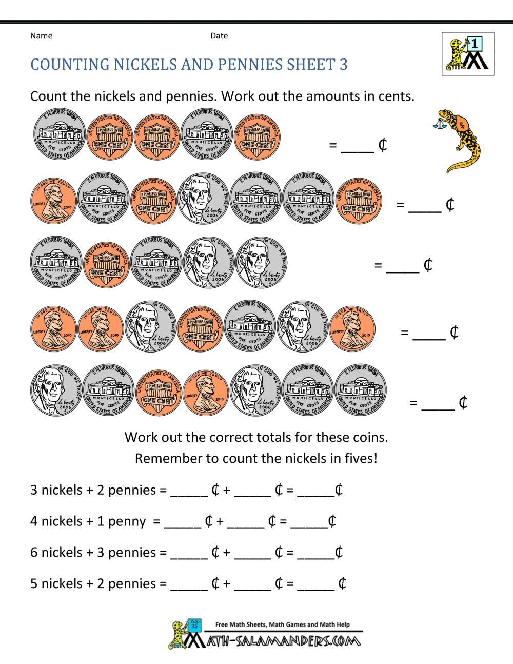 Counting Money Worksheets 1St Grade pertaining to Free Printable Money Worksheets For 1St Grade