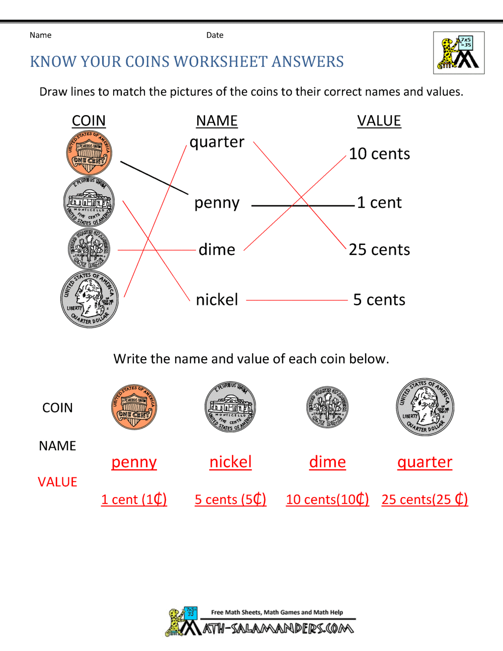 Counting Money Worksheets 1St Grade with regard to Free Printable Money Worksheets For 1St Grade