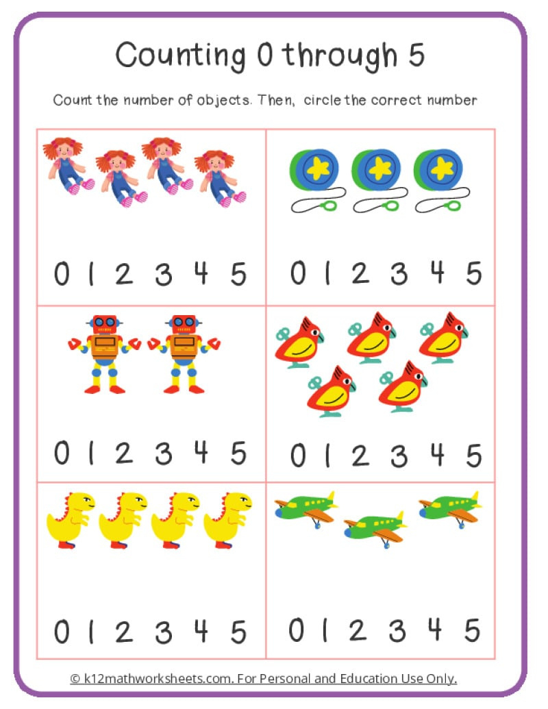 Counting Worksheets | K12Mathworksheets throughout Free Printable Counting Worksheets