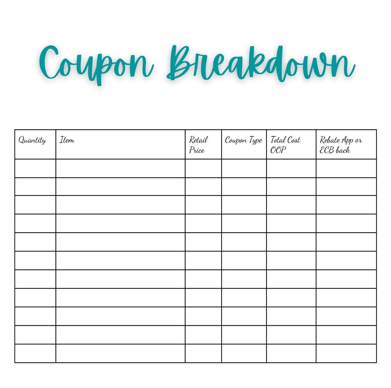 Coupon Spreadsheet throughout Free Printable Coupon Spreadsheet