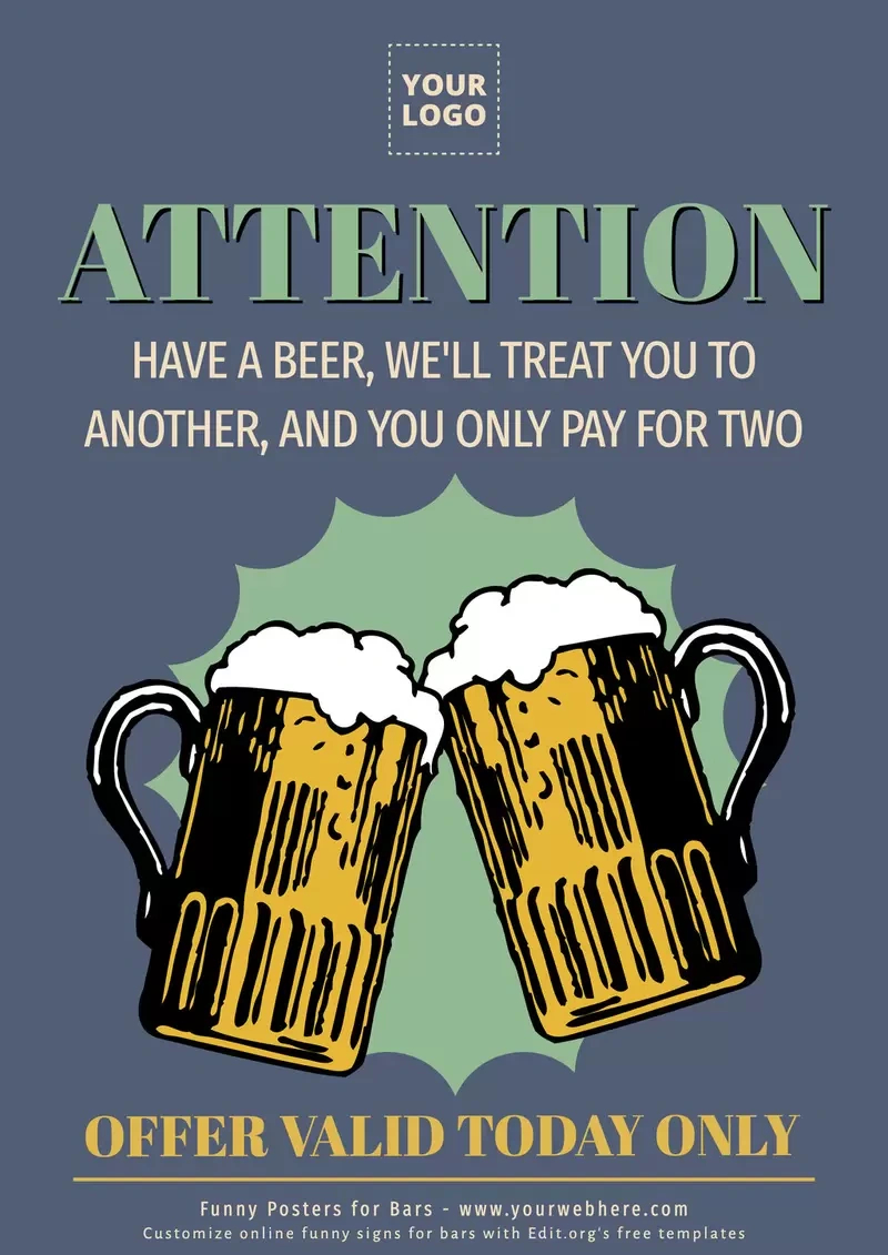 Creative Funny Bar Signs To Customize Online in Free Printable Funny Posters