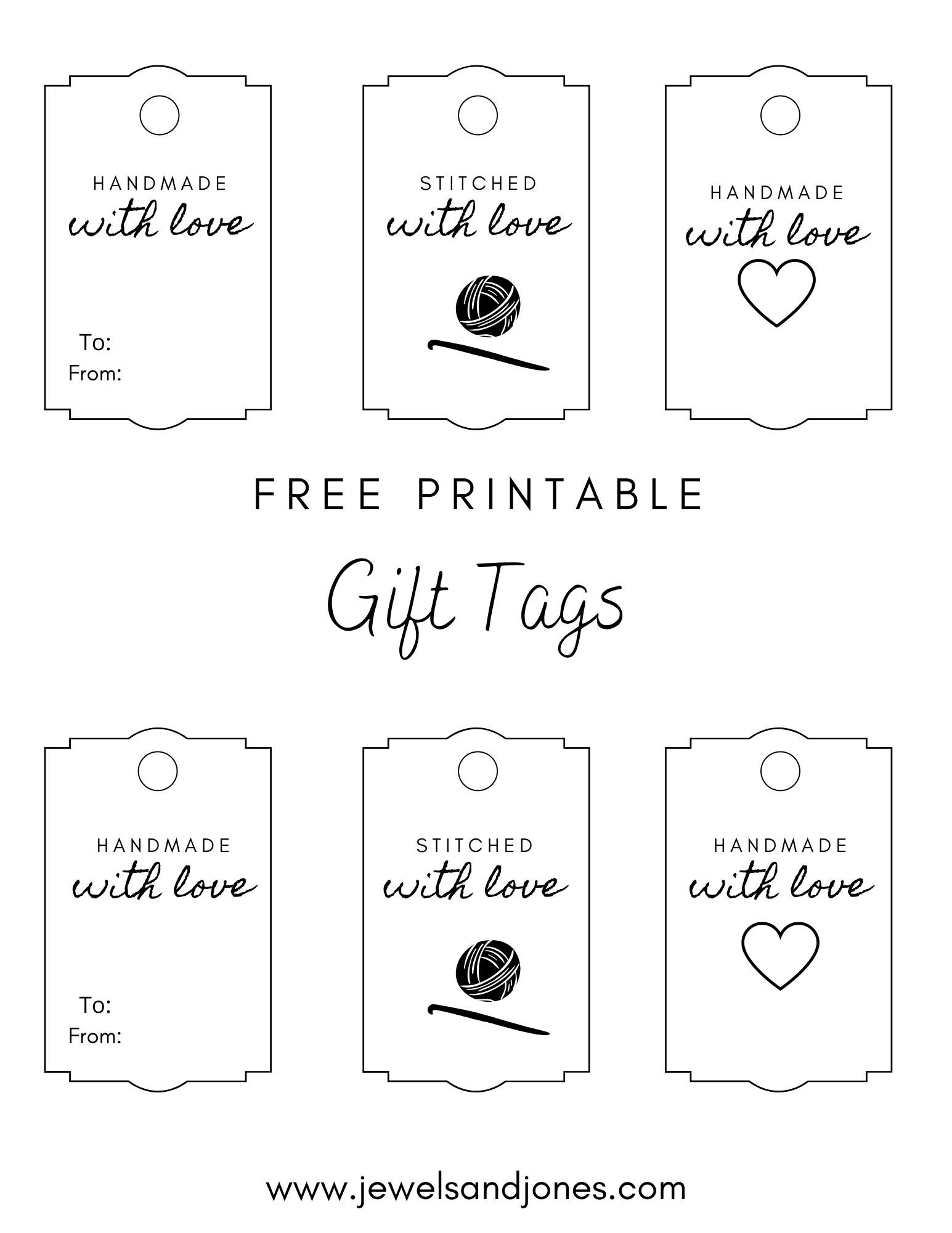 Crochet Gift Tags - Free Printable - Jewels And Jones pertaining to Free Printable Gift Tags