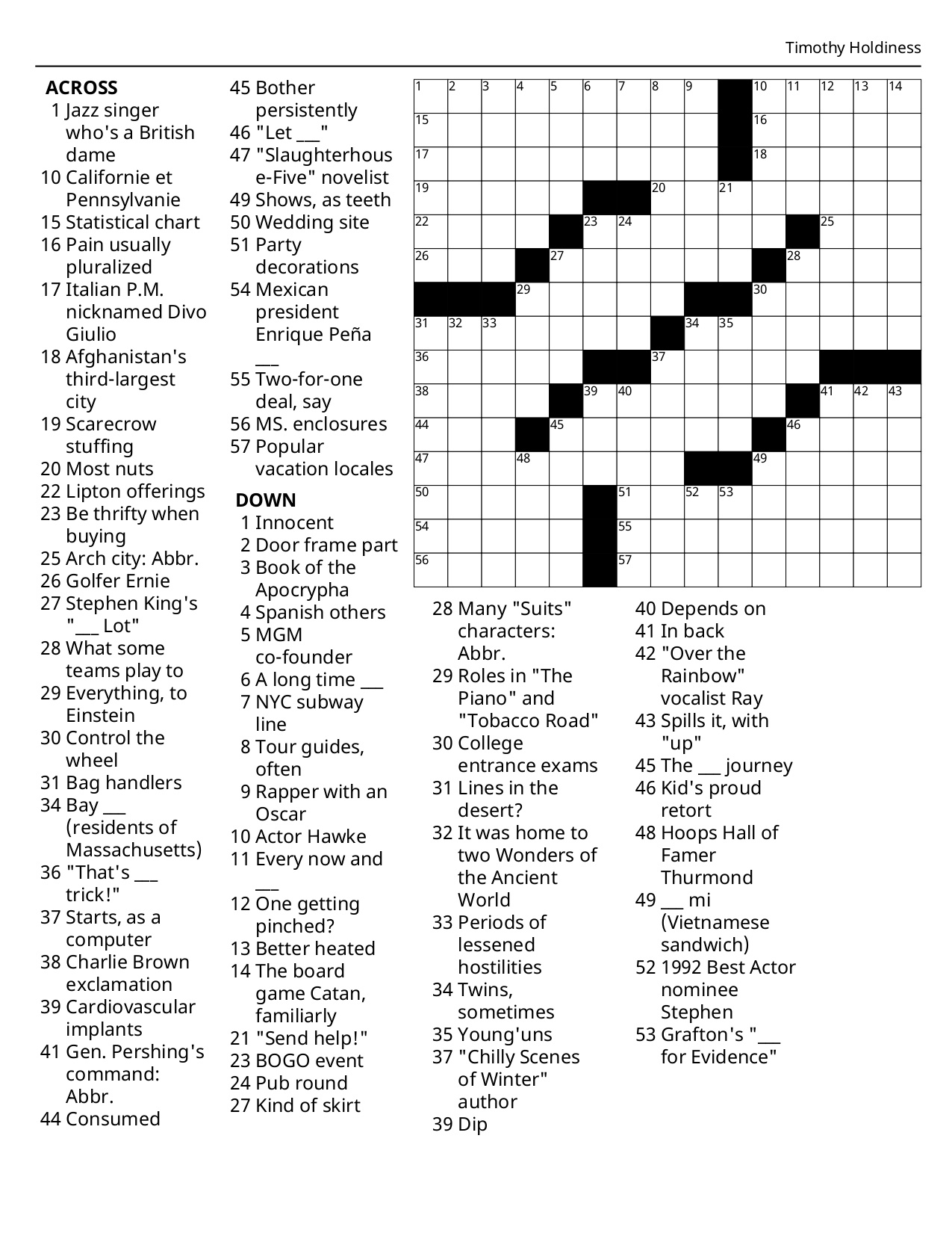 Crossword Puzzles | The Bogalusa Daily News within Free Daily Printable Crossword Puzzles