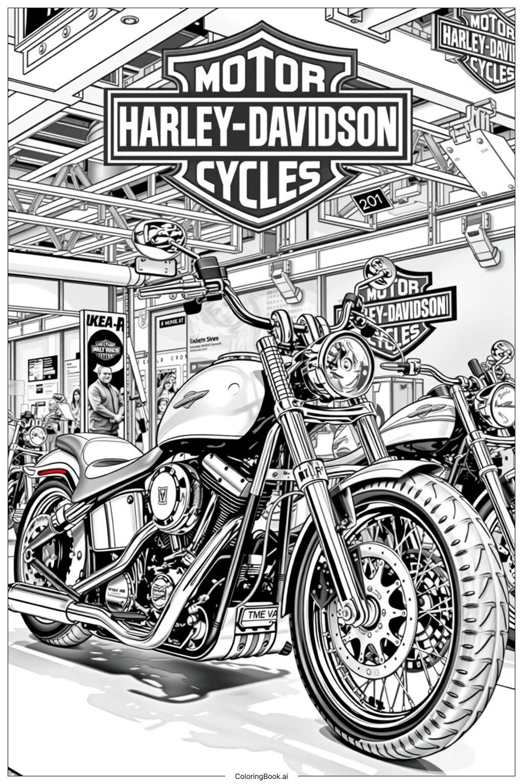 Custom Harley Davidson Motorcycle Show Coloring Page (Free Pdf&Png within Free Printable Harley Davidson Coloring Pages