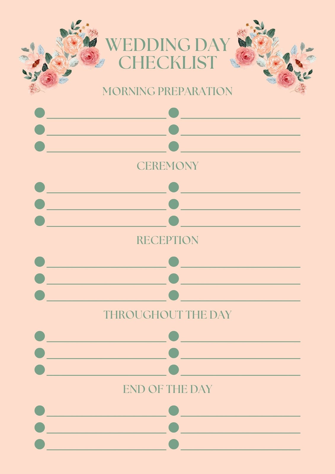 Customize 181+ Wedding Checklists Templates Online - Canva for Free Printable Wedding Party List