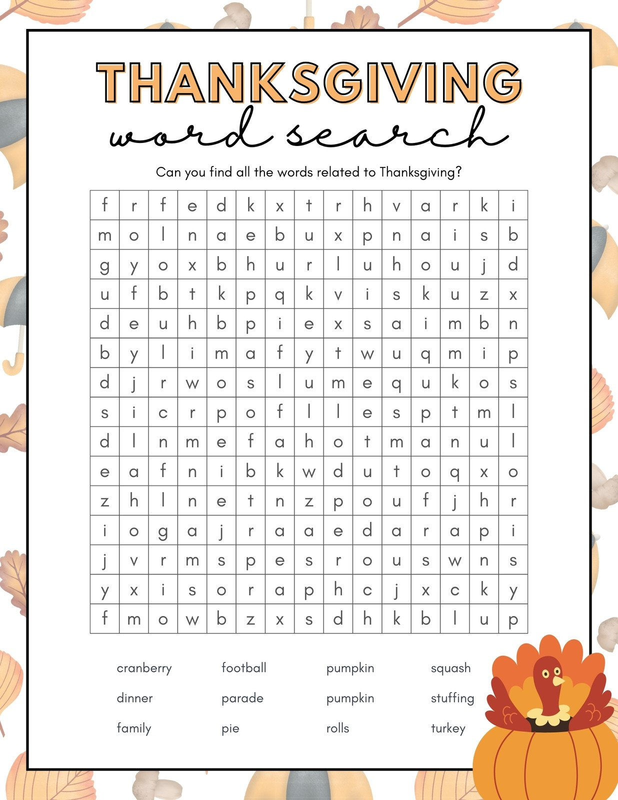 Customize 202+ Thanksgiving Worksheet Templates Online - Canva with Free Printable Thanksgiving Worksheets For Middle School