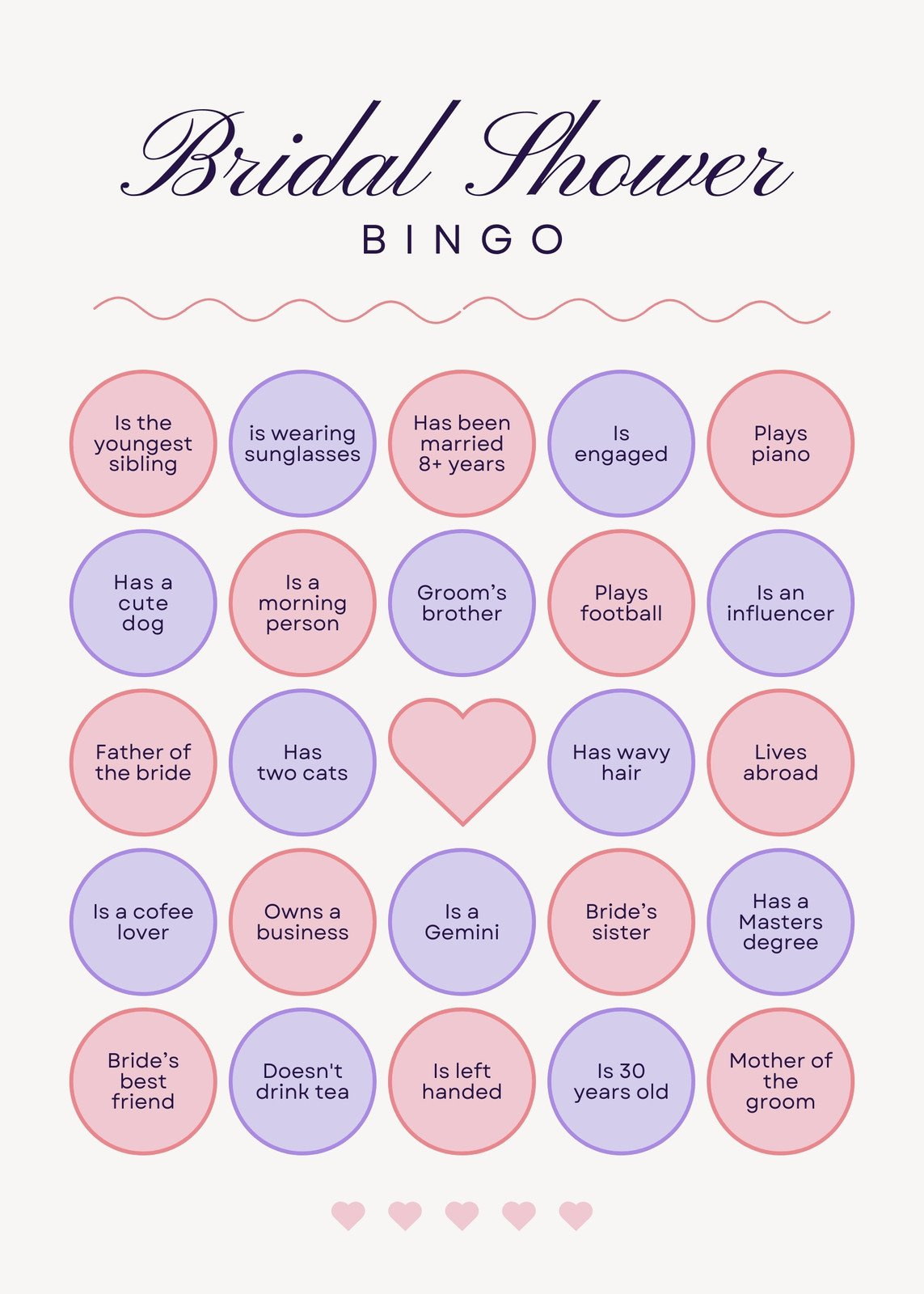 Customize 44+ Bridal Shower Bingo Card Templates Online - Canva regarding Free Printable Bridal Shower Blank Bingo Games