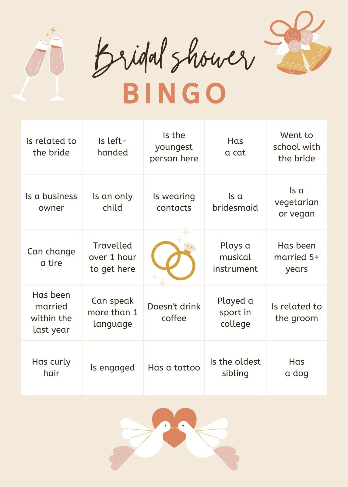 Customize 44+ Bridal Shower Bingo Card Templates Online - Canva regarding Free Printable Bridal Shower Blank Bingo Games