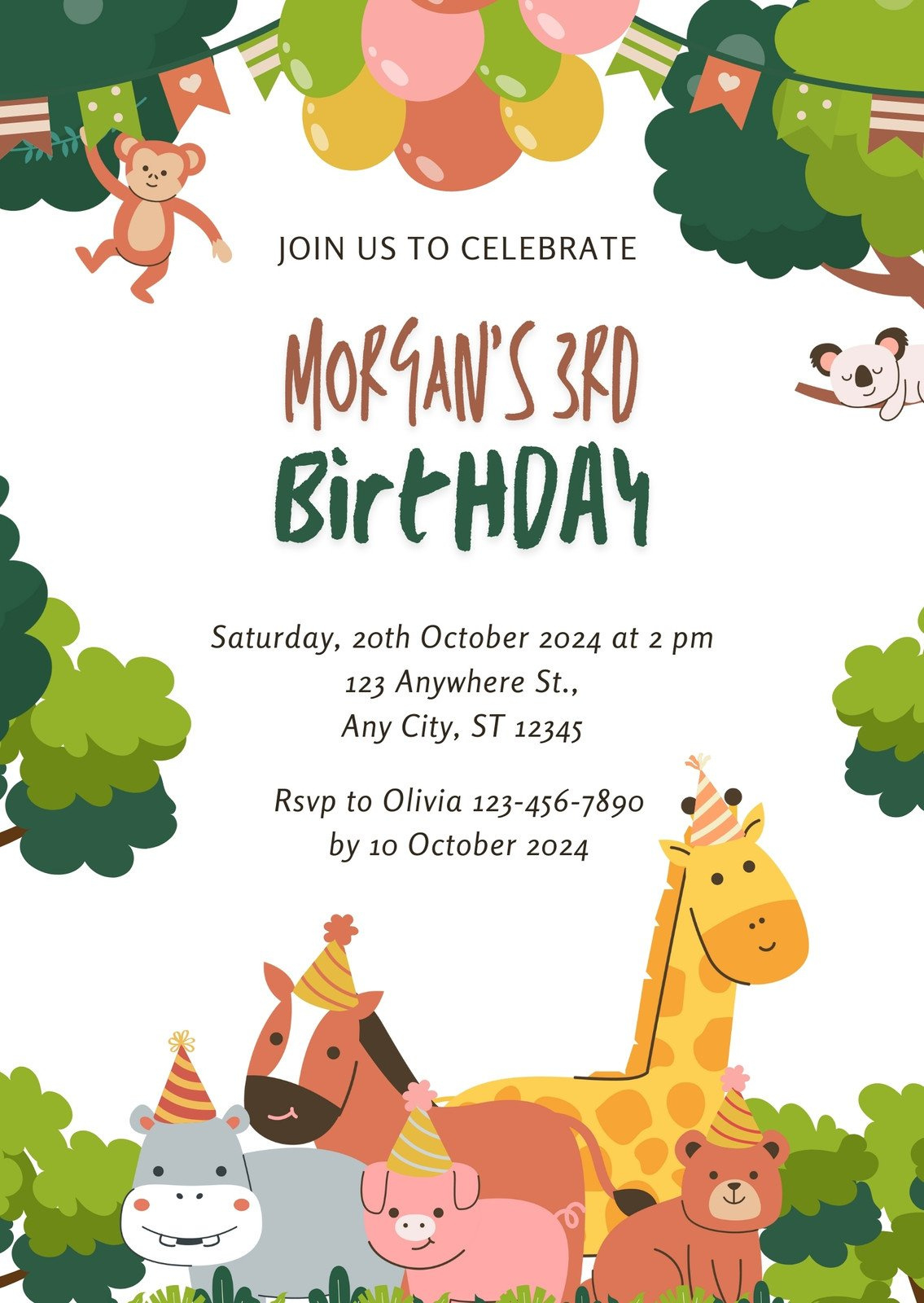 Customize 67+ Jungle Birthday Invitations Templates Online - Canva regarding Jungle Theme Birthday Invitations Free Printable