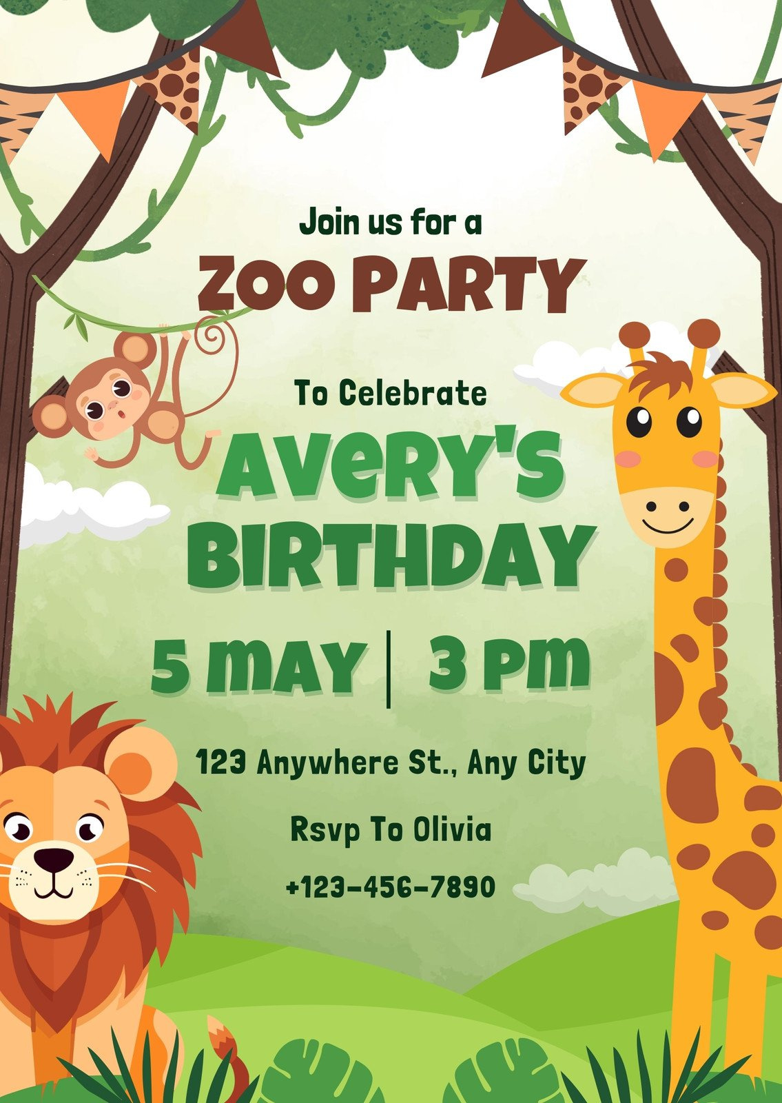 Customize 67+ Jungle Birthday Invitations Templates Online - Canva regarding Jungle Theme Birthday Invitations Free Printable