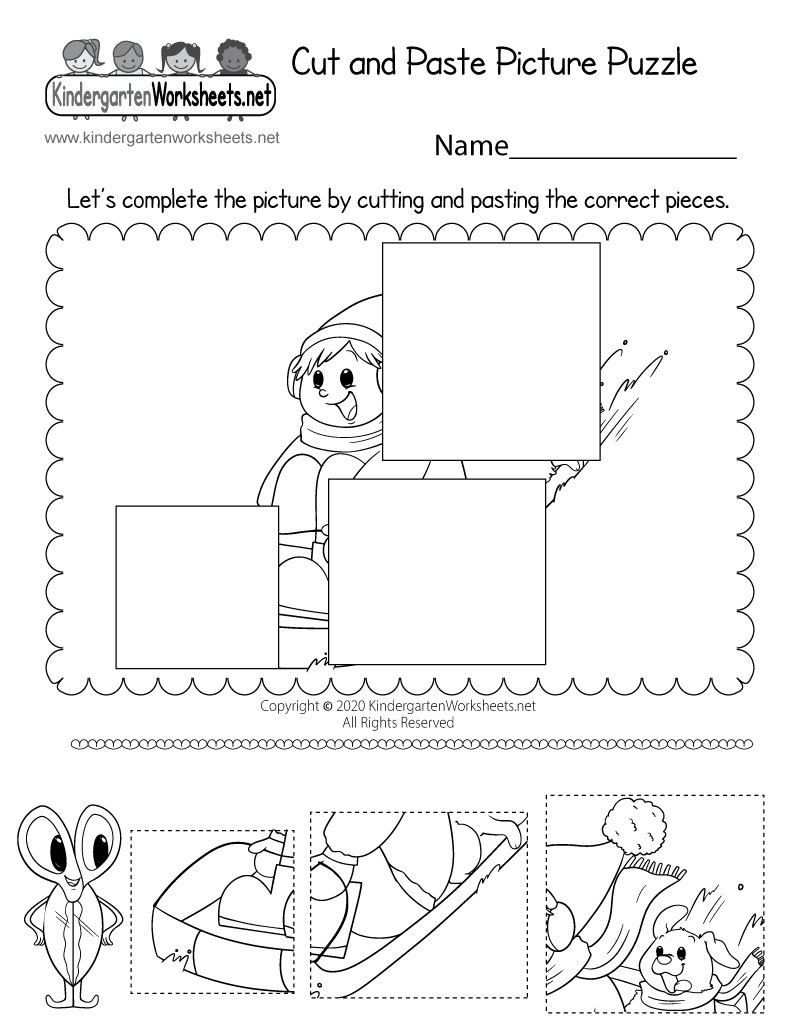 Cut And Paste Picture Puzzle Worksheet - Free Printable, Digital throughout Free Printable Kindergarten Worksheets Cut And Paste