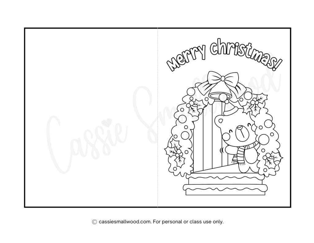 Cute Christmas Cards To Color - Cassie Smallwood throughout Free Printable Christmas Cards To Color