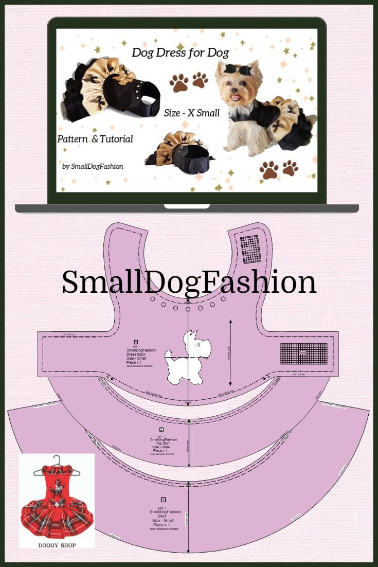 Cute Dog Dress With Dog Applique Pdf Sewing Pattern For X Small throughout Free Printable Sewing Patterns For Dog Clothes