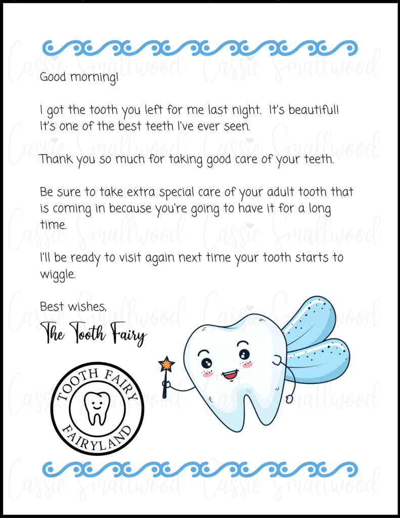 Cute Free Printable Tooth Fairy Letters & Notes - Cassie Smallwood throughout Free Printable Tooth Fairy Letters