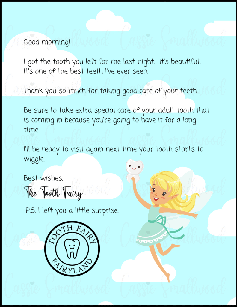 Cute Free Printable Tooth Fairy Letters & Notes - Cassie Smallwood throughout Tooth Fairy Stationery Free Printable