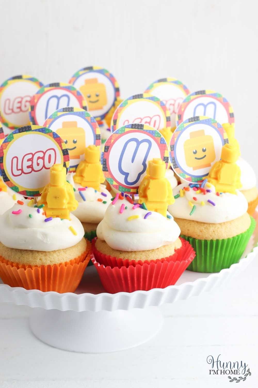 Cute Lego Cupcakes With Printable Toppers Your Kids Will Love! in Free Printable Lego Cupcake Toppers
