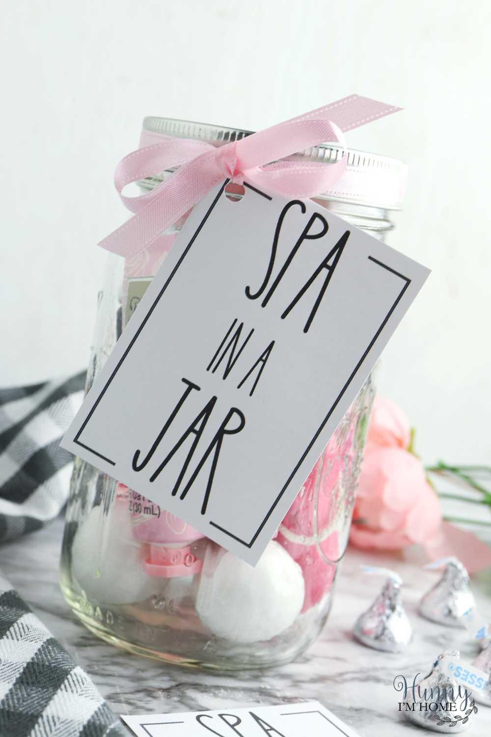 Cute Spa Gift In A Jar With Printable Tag throughout Spa In A Jar Free Printable Labels