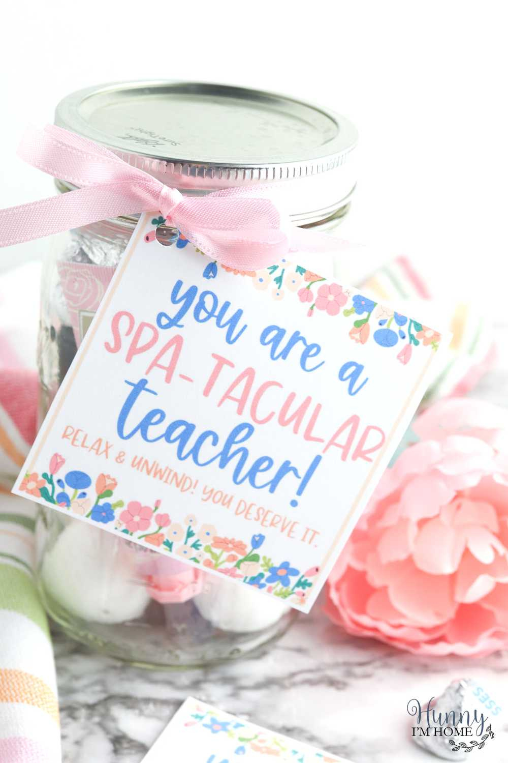 Cute Teacher Spa Gift In A Jar With Printable Gift Tag with Spa In A Jar Free Printable Labels